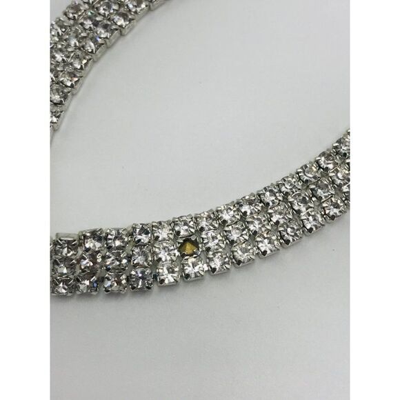 Triple row clear rhinestone chocker bridal event party necklace braceletset read - Picture 8 of 8